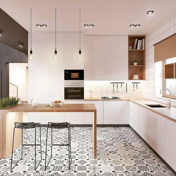 Dapur Putih yang Bersih dan Luas
